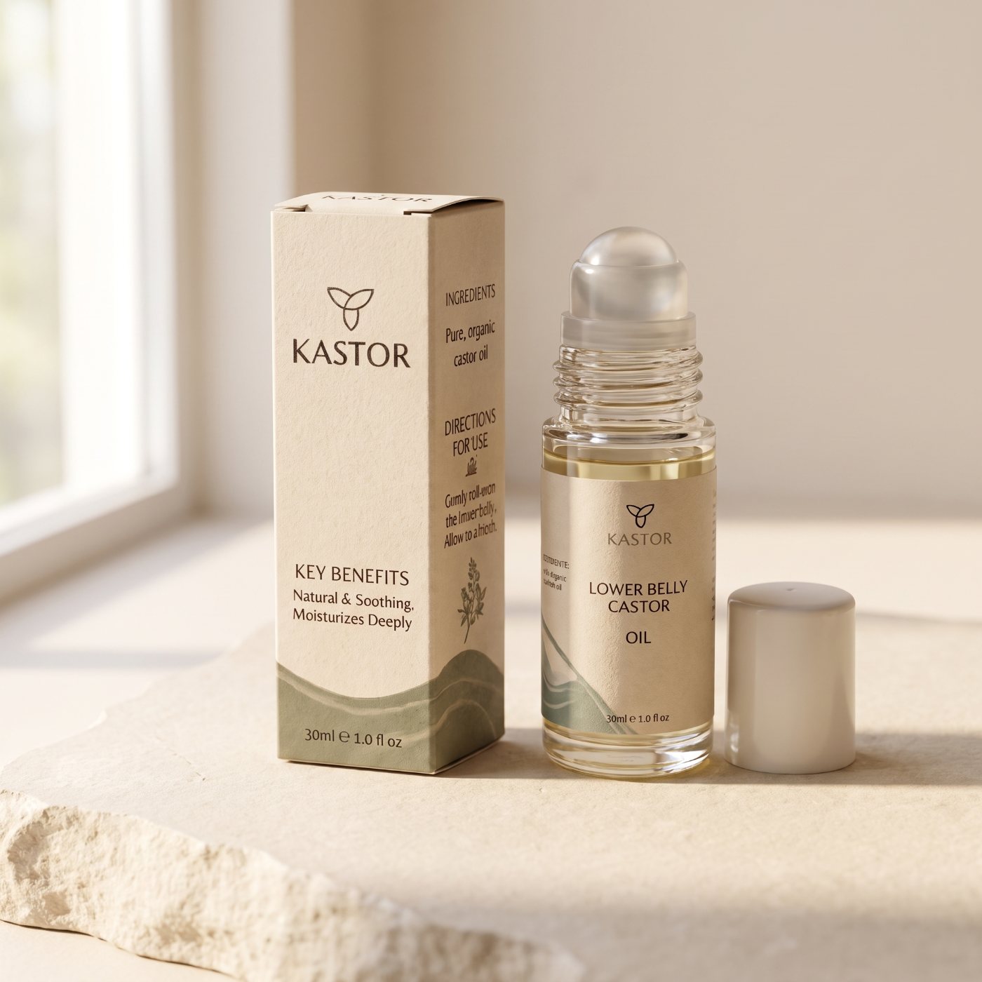 The Kastor roller and carton in morning light